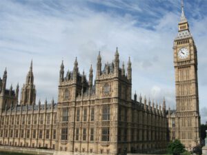 The houses of parliament in london.