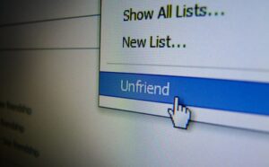 A screen shot of the unfriend button on a computer.