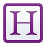 A purple square with the letter h on it.