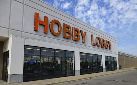 Hobby lobby is a store with an orange sign.