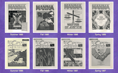 A series of posters showing the history of manhattan magazine.