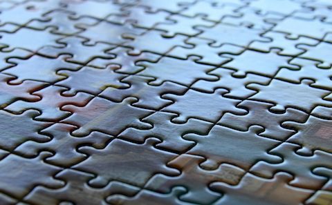 A close up image of a jigsaw puzzle.