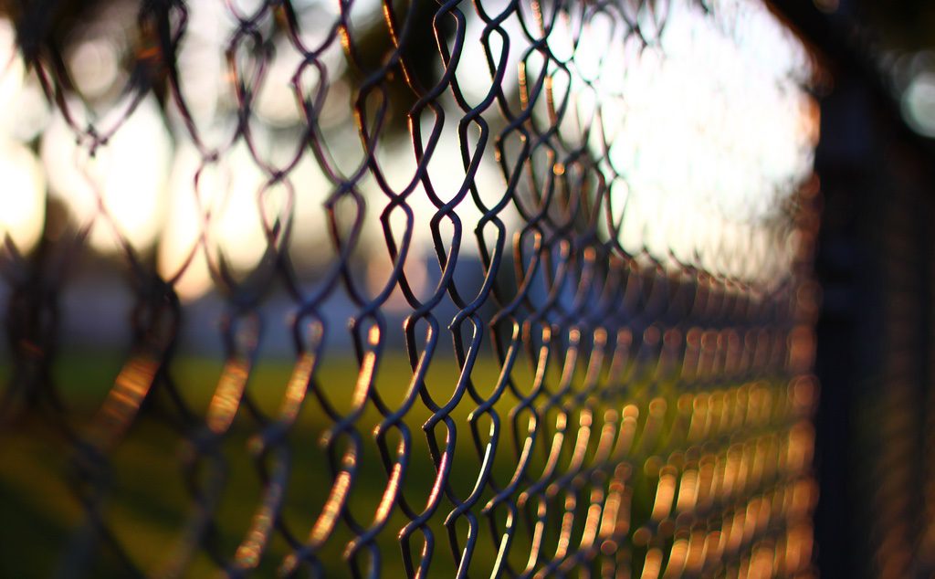 A chain link fence.