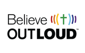 Believe out loud logo.