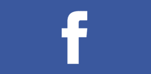 The facebook logo on a blue background.