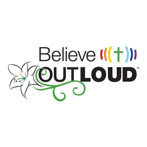 The believe out loud logo on a white background.