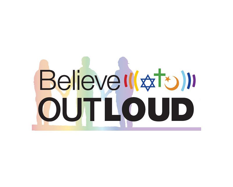 Believe out loud logo with a white background.