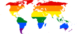 Lgbt flag world map, PNG image.