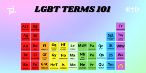 The periodic table with the words lgbt terms 101.