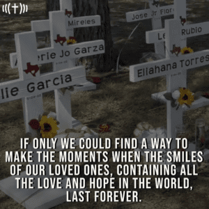 A graveyard with crosses and a quote that says, only we could find a way to make the moments when the smiles of all.