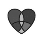 A black and white heart shaped logo.