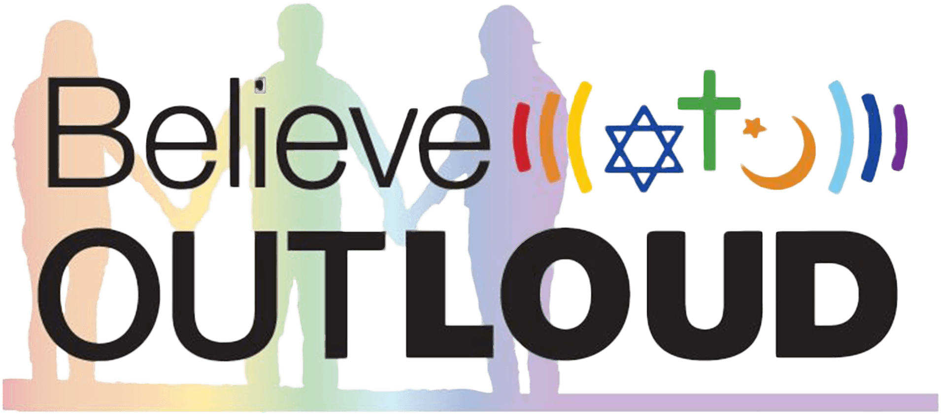 Believe out loud logo celebrating LGBTQIA+ diversity and inclusion.